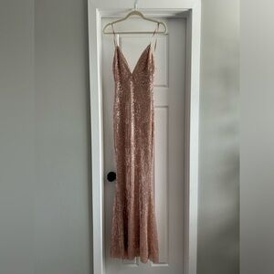 Luxxel Rose Gold V-Neck Dress